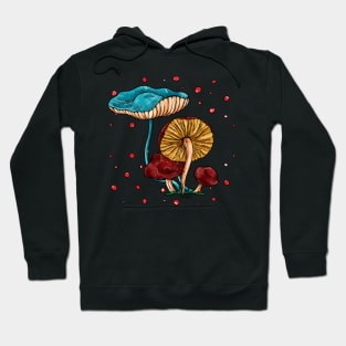 Cartoon mushrooms watercolor, bright psychedelic Hoodie